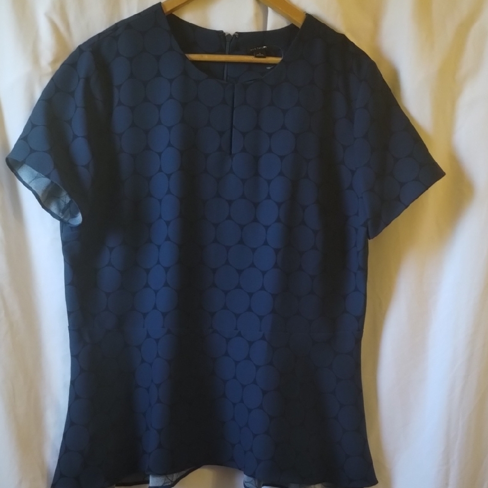 Ann Taylor Navy Patterned Blouse